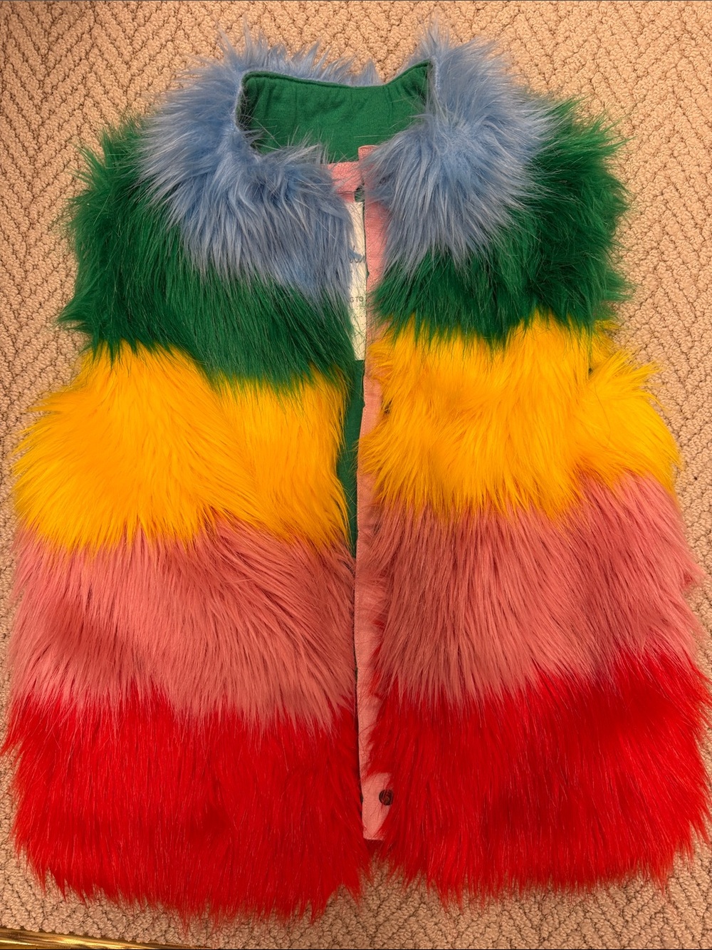 Mini Boden Kids Multicolor Faux Fur Vest - Rainbow Stripe